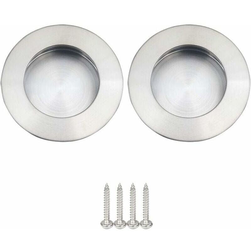 foto del prodotto maniglie per porte scorrevoli rotonde a filo, acciaio inox satinato spazzolato, maniglia per porta scorrevole rotonde