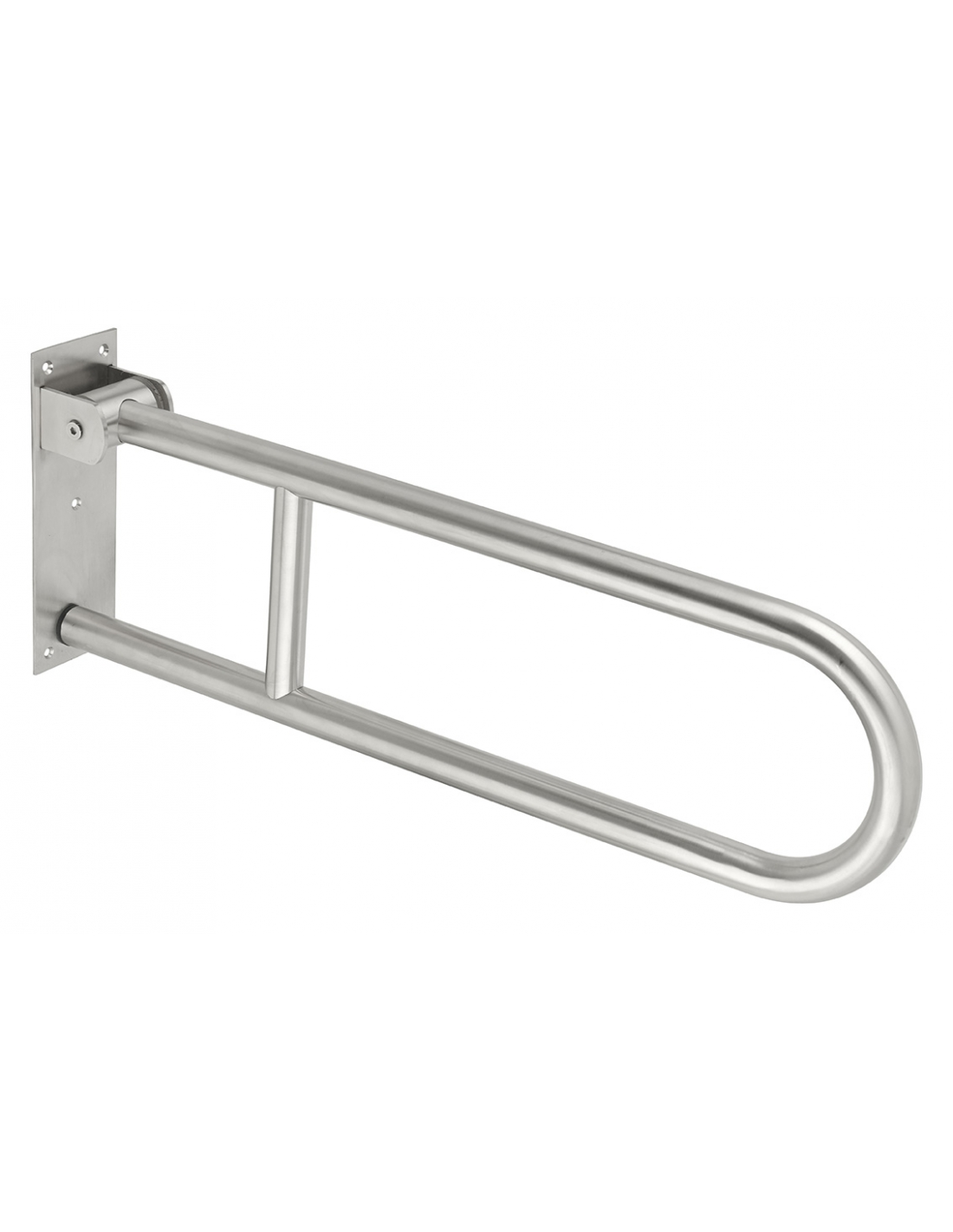 foto del prodotto maniglione bagno disabili, barra ausilio pieghevole, acciaio inox 304 cromato, 70cm, diametro 32mm, thirard