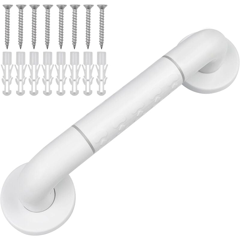 foto del prodotto maniglione per wc, maniglioni da bagno con antiscivolo, maniglia in acciaio inossidabile, maniglione per doccia con cerchi luminosi - con flangia di