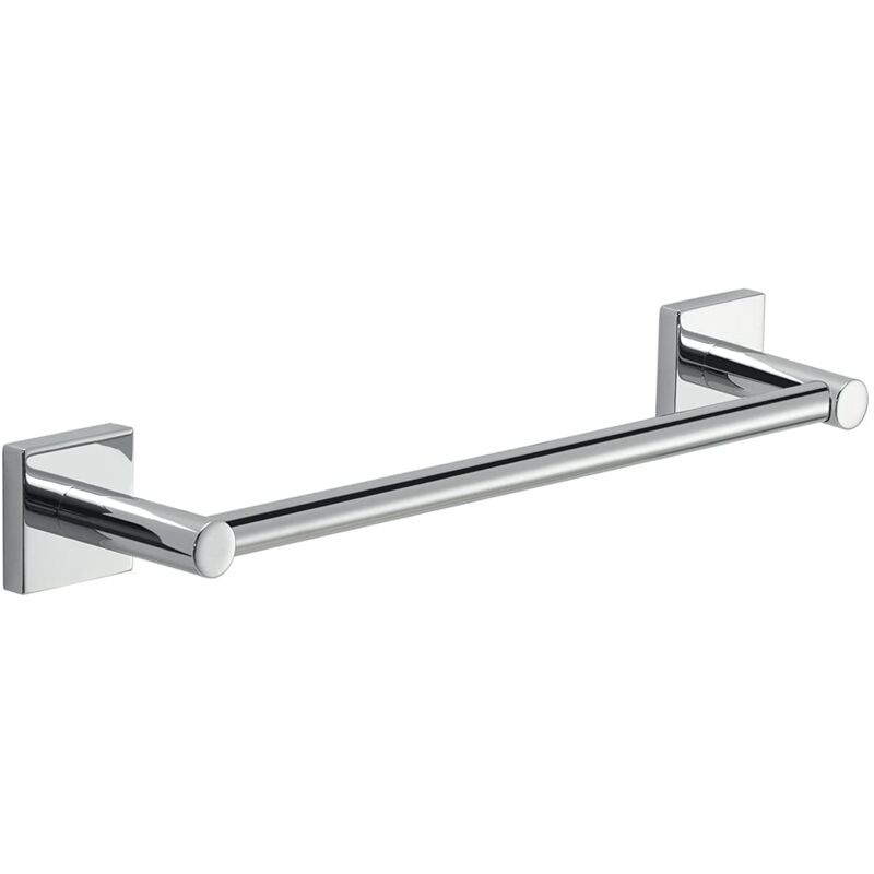 foto del prodotto manila porta asciugamani cm.30, colore cromo, componenti realizzati in acciaio inox 304, cromall e vetro satinato, garanzia 15 anni, misure 4,7 x 34