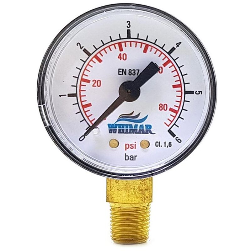 foto del prodotto manometro di bassa pressione 6bar 80psi per riduttori di pressione whimar