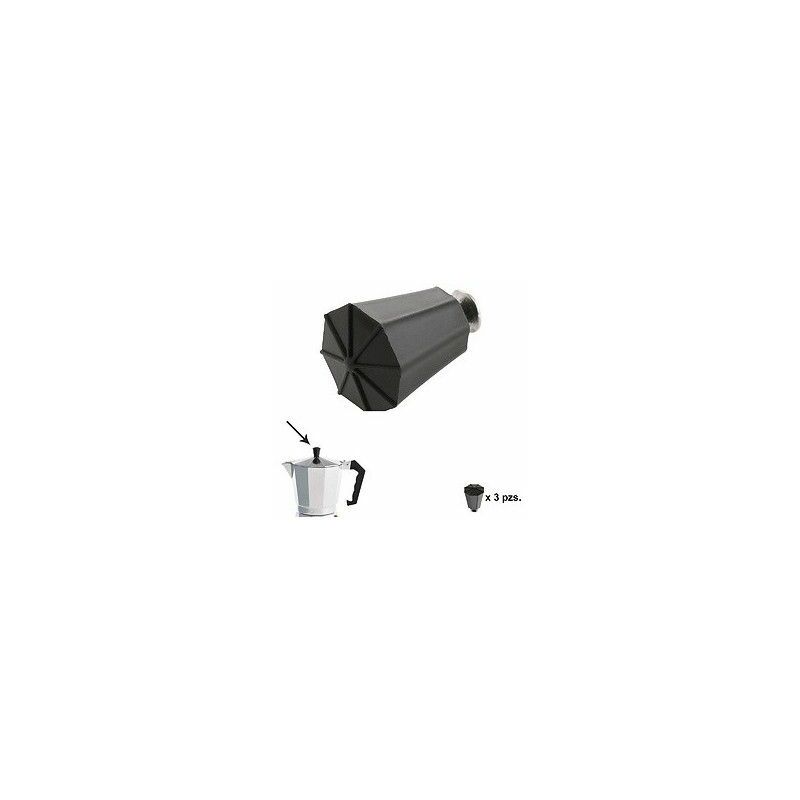 foto del prodotto manopola caffettiera classica alluminio 2 3 6 9 e 12 tazze 3 pezzi 