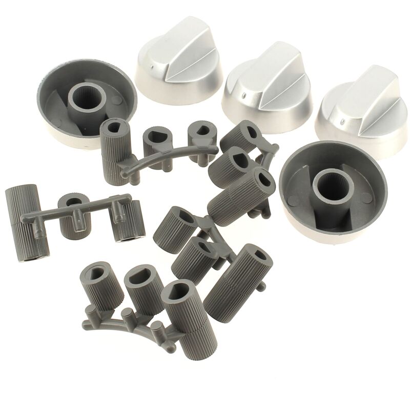 foto del prodotto manopole universal i grigie, multiasse, set di 5 per vari fornelli