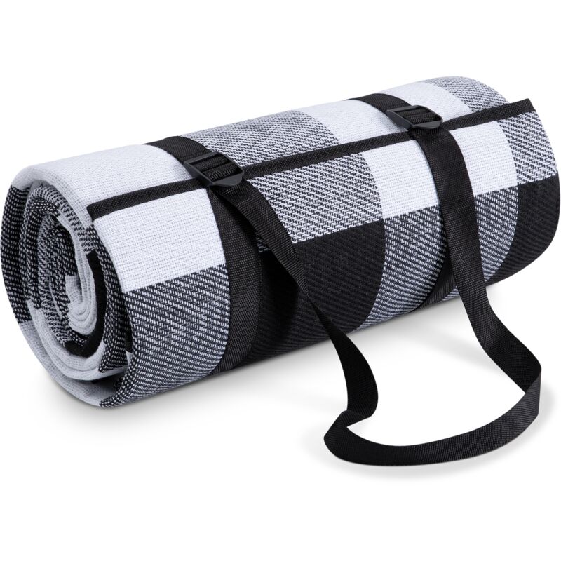 foto del prodotto manta de picknick camping xxl playa picknick impermeable al agua con asa 150x200cm, nero bianco 1 paco home