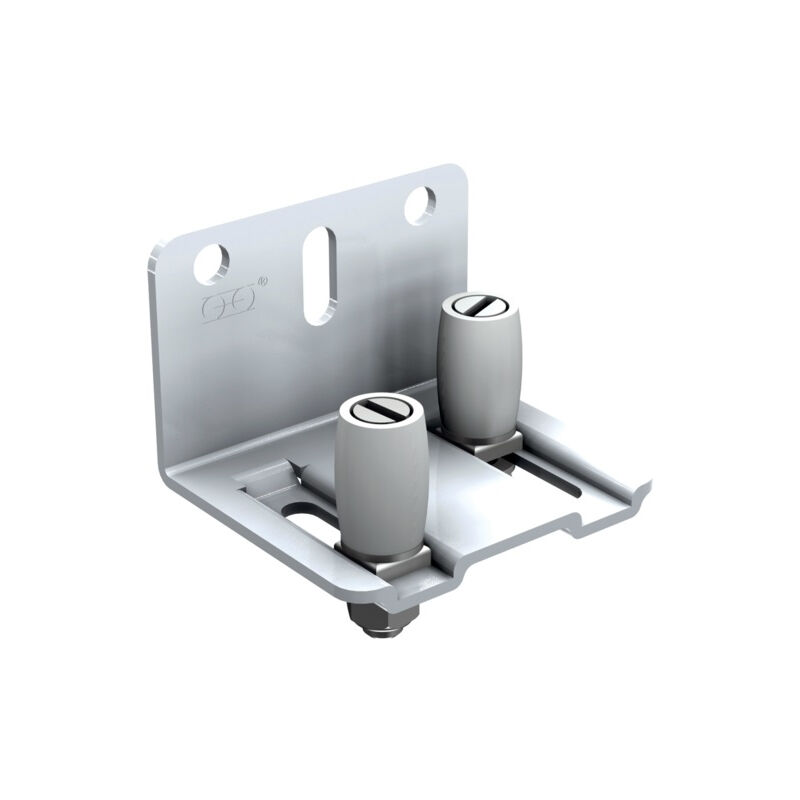 foto del prodotto mantion guida regolabile con 2 olive in nylon su piastra in acciaio zincato per guida bianco 1125x18 1128a