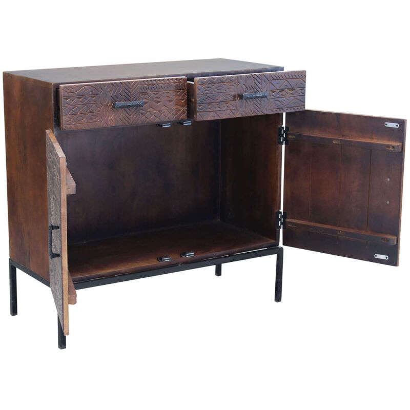 foto del prodotto mantra com con decoro 2 ante 2 cassetti legno e ferro