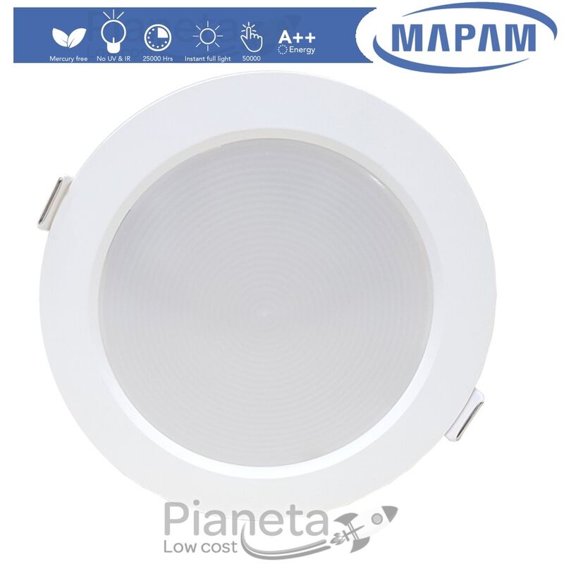 foto del prodotto mapam faretto led 7 15 24w da incasso 220v faro tondo bianco opaco per cartongesso luce fredda naturale calda luce calda 24