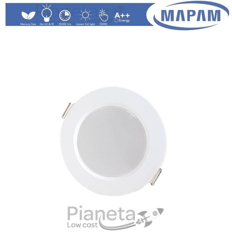 foto del prodotto mapam faretto led 7 15 24w da incasso 220v faro tondo bianco opaco per cartongesso luce fredda naturale calda luce calda 7