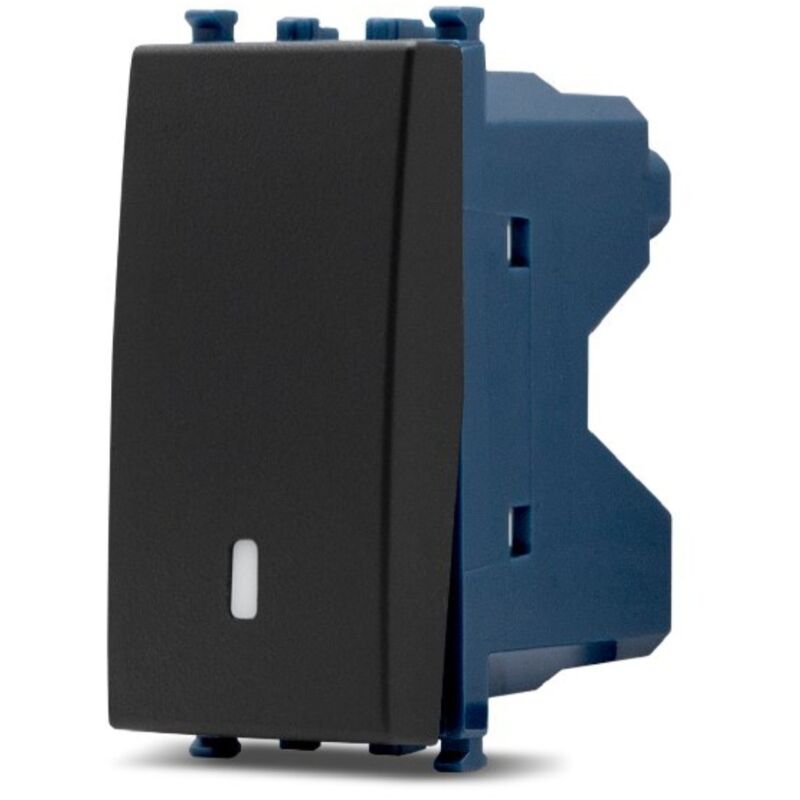 foto del prodotto mapam frutti elettrici compatibili con supporti vimar ark nero interruttore presa pulsante schuko deviatore interruttore unipolare