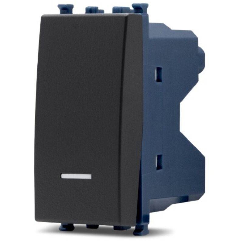 foto del prodotto mapam frutti elettrici compatibili con supporti vimar ark nero interruttore presa pulsante schuko deviatore invertitore retroilluminabile