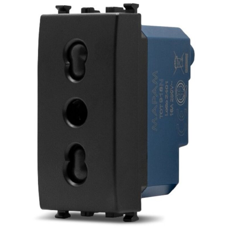 immagine 0 del prodotto mapam frutti elettrici compatibili con supporti vimar ark nero interruttore presa pulsante schuko deviatore presa bivalente