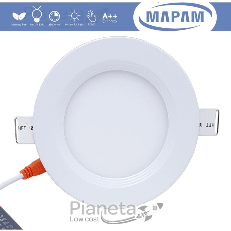foto del prodotto mapam pannello led rotondo 6 12 18w da incasso lampada faretto tondo da soffitto slim luce calda naturale luce fredda 6