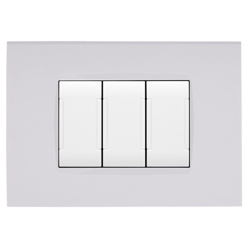 foto del prodotto mapam placche compatibili con bticino living light placca 3 4 7 moduli vari colori per supporti ln4703 e n4703 st01 3 posti bianco