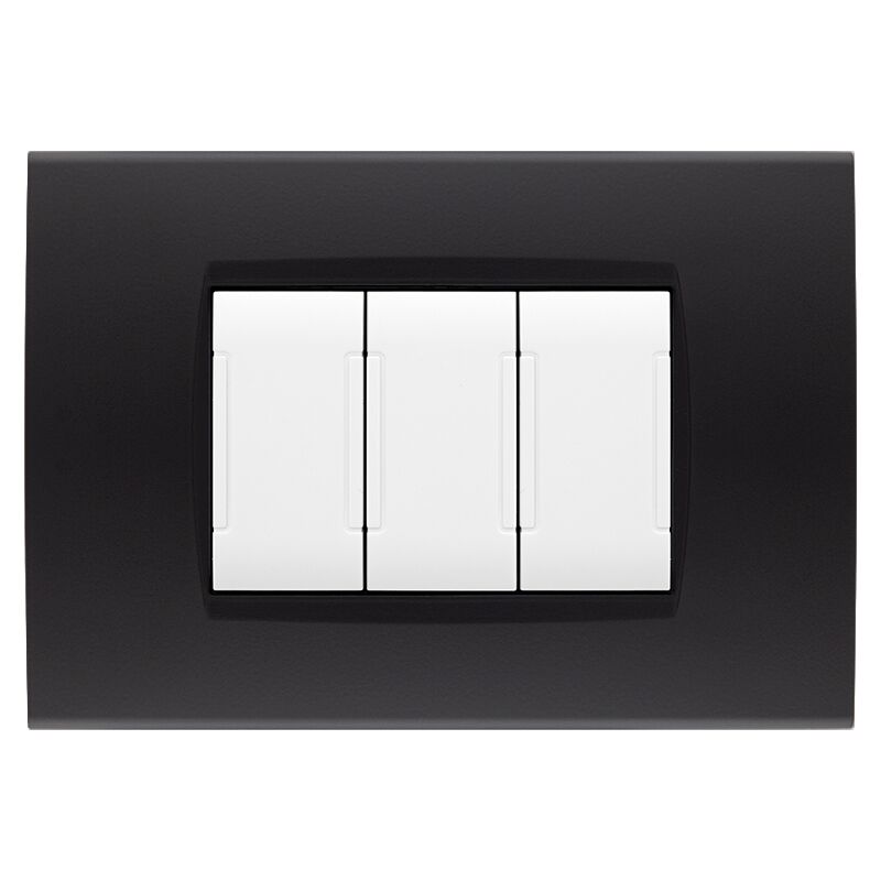 foto del prodotto mapam placche compatibili con bticino living light placca 3 4 7 moduli vari colori per supporti ln4703 e n4703 st02 4 posti nero