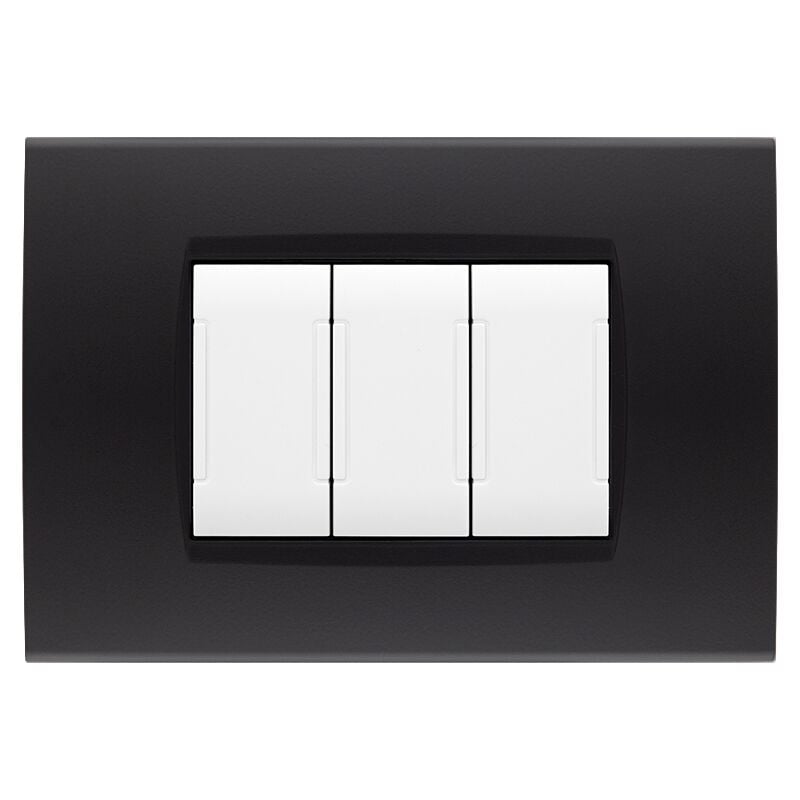 foto del prodotto mapam placche compatibili con bticino living light placca 3 4 7 moduli vari colori per supporti ln4703 e n4703 st02 7 posti nero