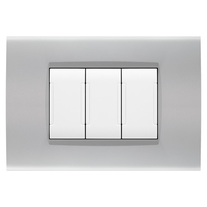 foto del prodotto mapam placche compatibili con bticino living light placca 3 4 7 moduli vari colori per supporti ln4703 e n4703 st03 3 posti silver