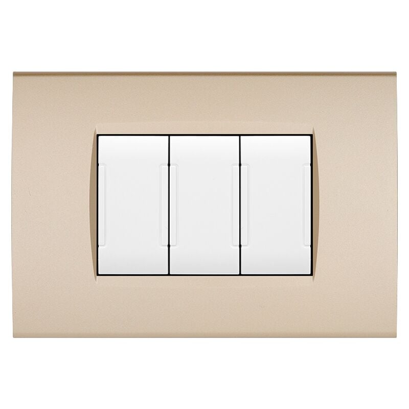foto del prodotto mapam placche compatibili con bticino living light placca 3 4 7 moduli vari colori per supporti ln4703 e n4703 st05 7 posti oro satinato