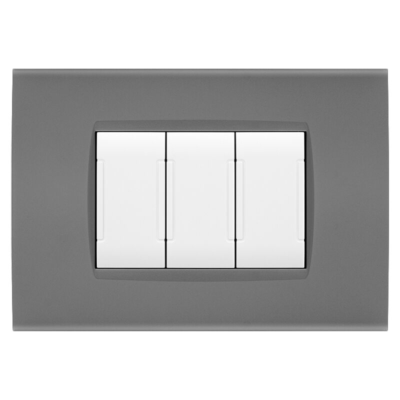 foto del prodotto mapam placche compatibili con bticino living light placca 3 4 7 moduli vari colori per supporti ln4703 e n4703 st08 4 posti grigio scuro