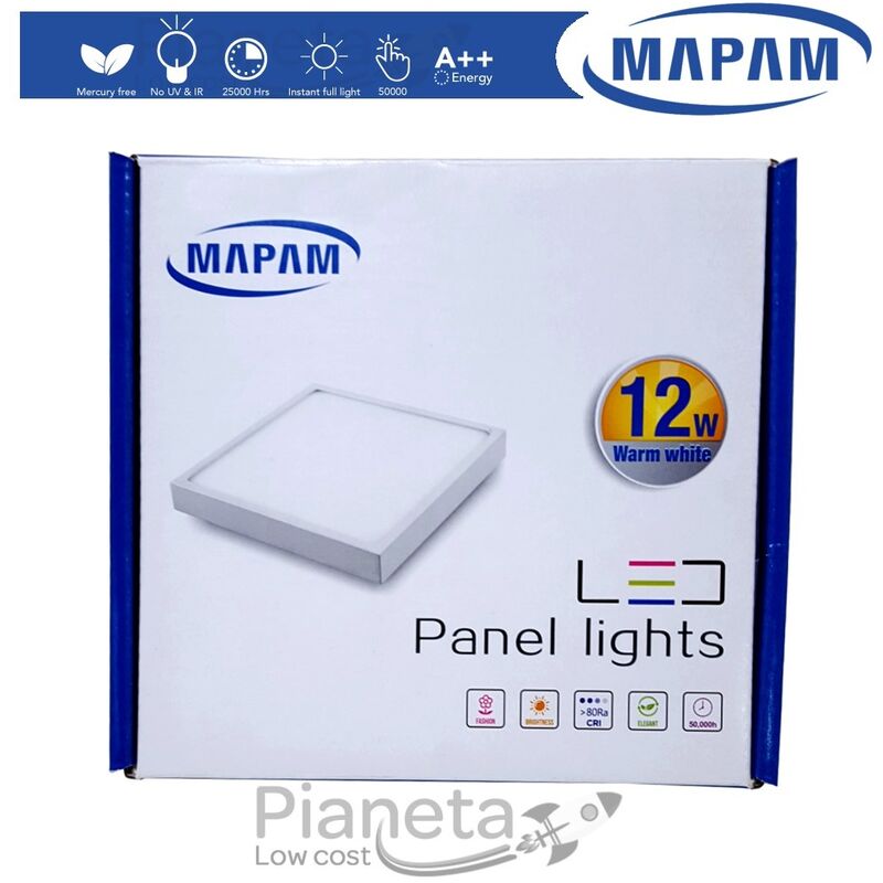 foto del prodotto mapam plafoniera led 6 12 18w quadrato faretto da soffitto pannello a parete luce bianco naturale caldo luce calda 12