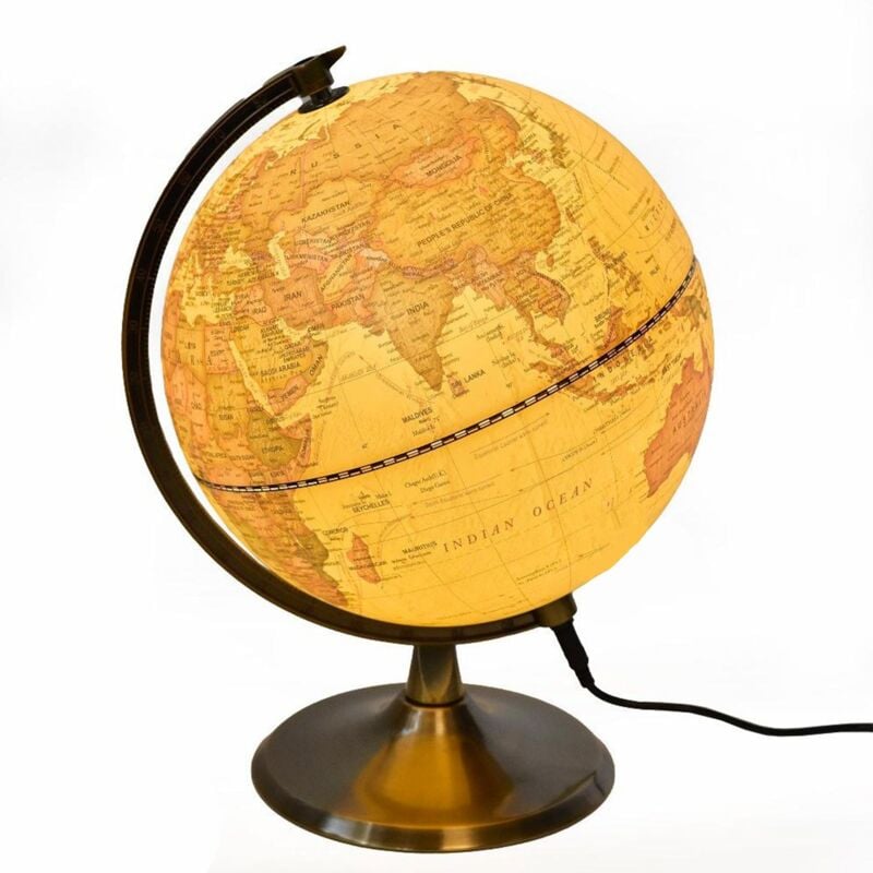 foto del prodotto mappamondo con base e con luce led per decorazione interno - 22 x 29 cm con luce led