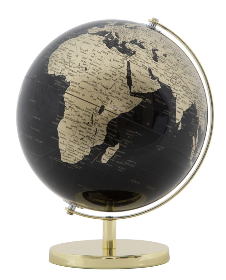 foto del prodotto mappamondo girevole da appoggio 25x34cm nero e oro