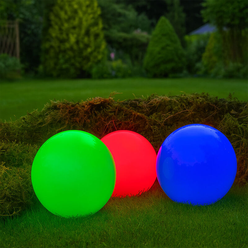 foto del prodotto mappamondo illuminato decorazione da giardino luce esterna rosso verde blu lampada da patio lampada da giardino globo luminoso, g4, d 15 cm, set di 3
