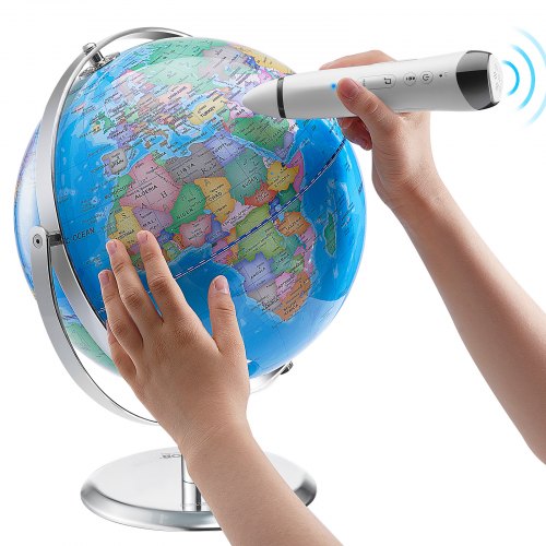 foto del prodotto mappamondo parlante, globo terrestre mappa, globo interattivo insegnamento bambini, globo educativo con penna parlante intelligente luce notturna a