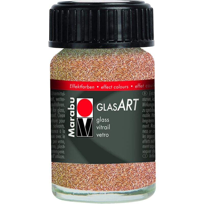 foto del prodotto marabu glas art base solvente per vetri 15ml colore glitter rosso oro 586