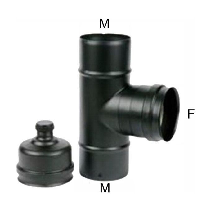 foto del prodotto maral gomito t inox 8 mfm tappo nero pellet 300