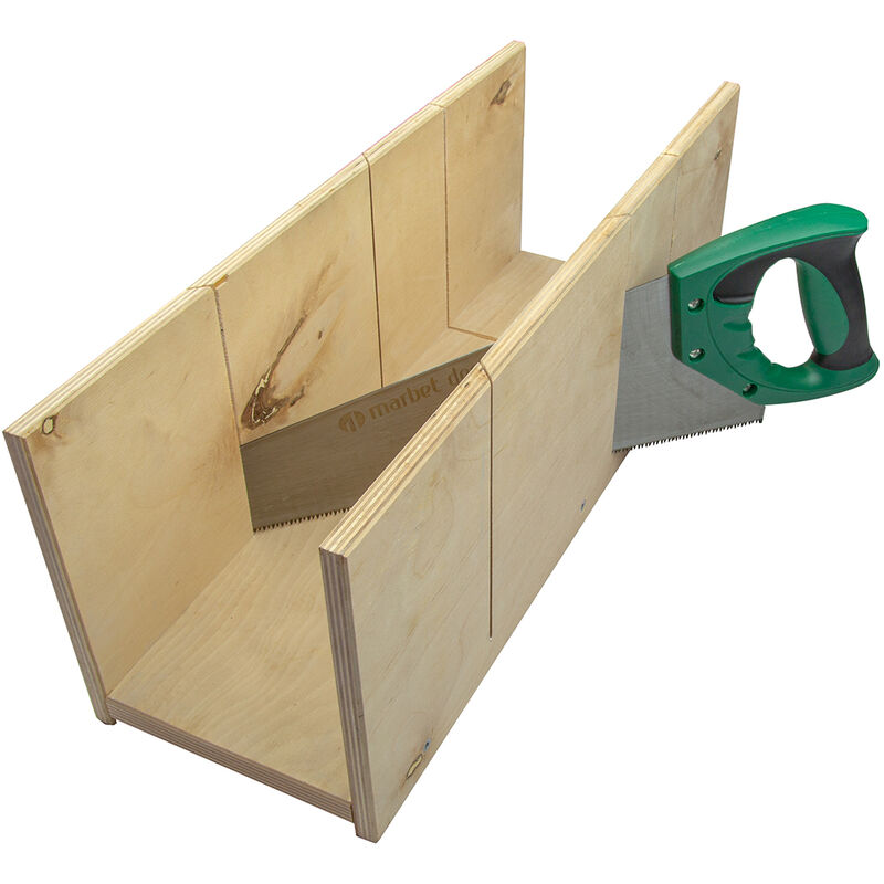foto del prodotto marbet design cassetta portametro con sega 19x49cm legno massiccio, sega a mano