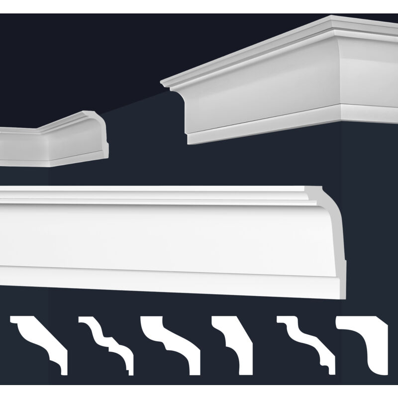 foto del prodotto marbet design cornici in xps polistirolo bianco per soffitto e pareti, modelli di cornici e cornici 2 metri 1 modanatura, e 35 45x67 mm