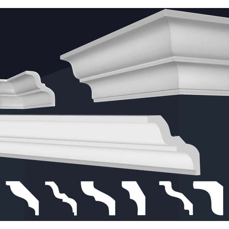 foto del prodotto marbet design cornici in xps polistirolo bianco per soffitto e pareti, modelli di cornici e cornici e 10 80x87 mm, 1 angolo interno 1 angolo