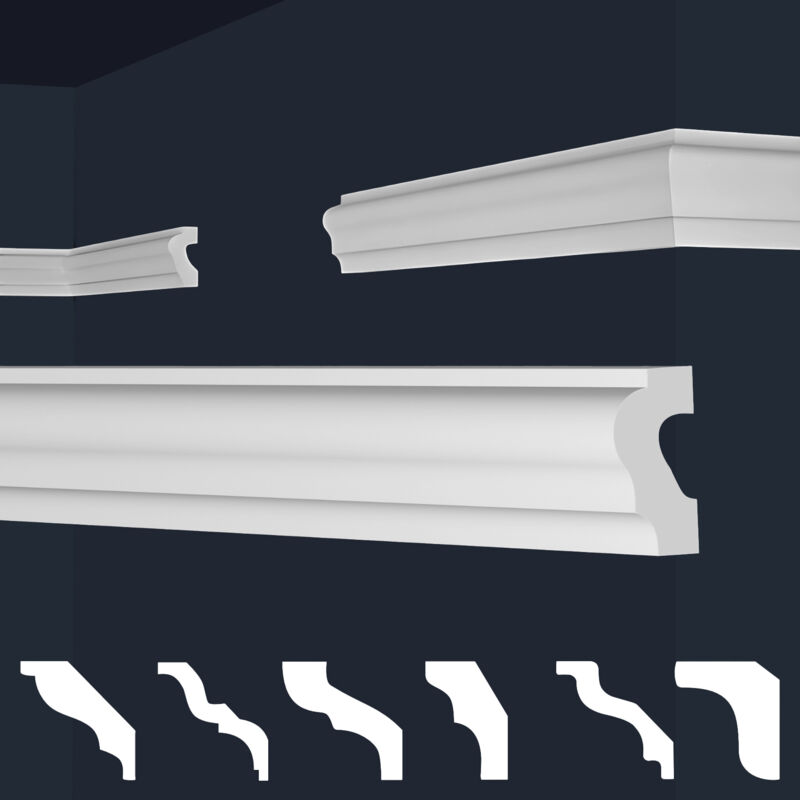 foto del prodotto marbet design cornici in xps polistirolo bianco per soffitto e pareti, modelli di cornici e cornici e 19 21x40mm, 2 metri 1 modanatura