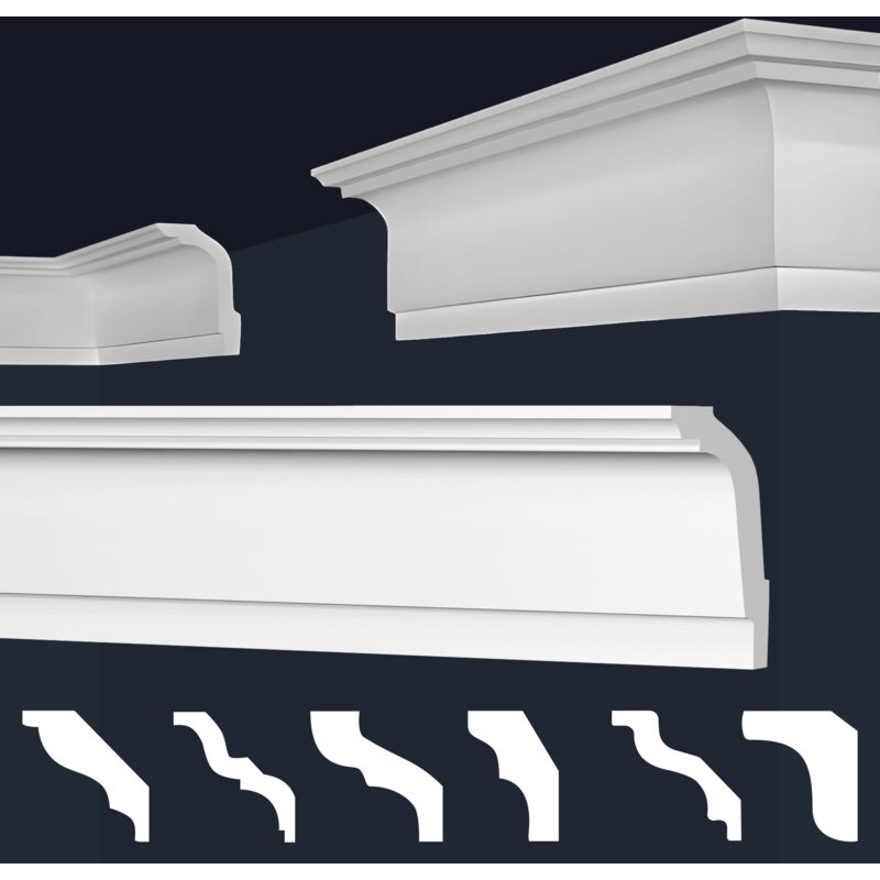 foto del prodotto marbet design cornici in xps polistirolo bianco per soffitto e pareti, modelli di cornici e cornici e 33 56x86 mm, 1 angolo interno 1 angolo