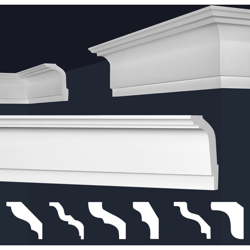 foto del prodotto marbet design cornici in xps polistirolo bianco per soffitto e pareti, modelli di cornici e cornici e 33 56x86 mm, 2 metri 1 modanatura
