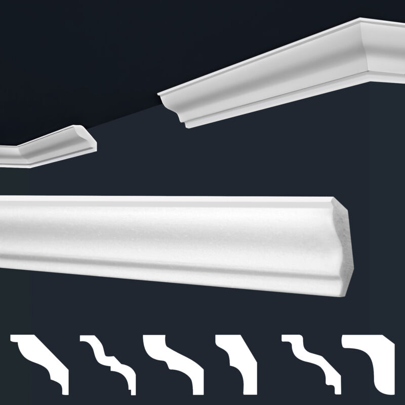 foto del prodotto marbet design cornici in xps polistirolo bianco per soffitto e pareti, modelli di cornici e cornici e 4 30x30mm, 2 metri 1 modanatura