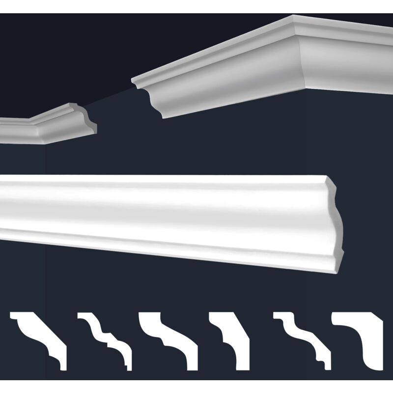 foto del prodotto marbet design cornici in xps polistirolo bianco per soffitto e pareti, modelli di cornici e cornici e 5 40x45mm, 2 metri 1 modanatura