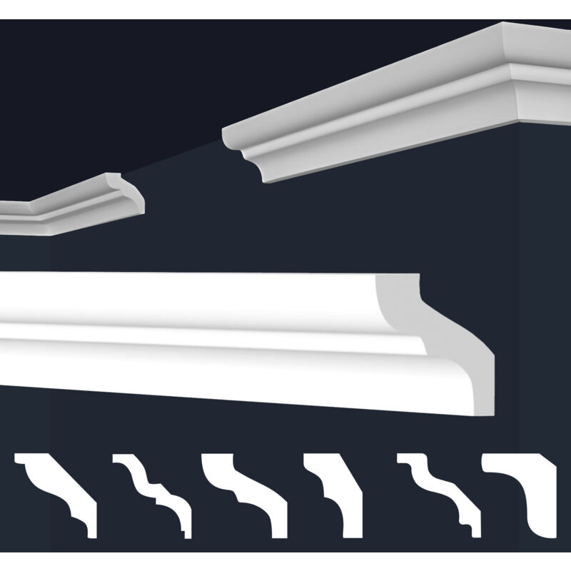 foto del prodotto marbet design cornici in xps polistirolo bianco per soffitto e pareti, modelli di cornici e cornici e 6 32x33 mm, 2 metri 1 modanatura