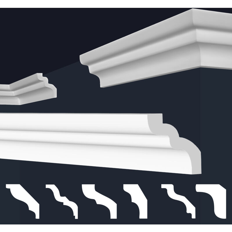 foto del prodotto marbet design cornici in xps polistirolo bianco per soffitto e pareti, modelli di cornici e cornici e 7 46x50 mm, 1 angolo interno 1 angolo