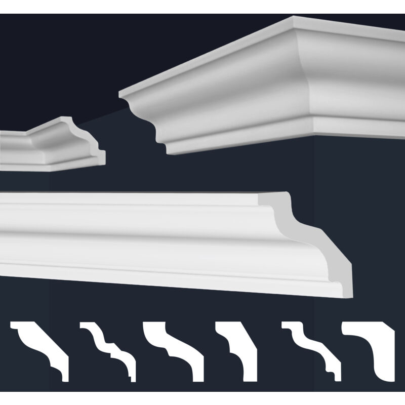 foto del prodotto marbet design cornici in xps polistirolo bianco per soffitto e pareti, modelli di cornici e cornici e 8 70x70mm, 1 angolo interno 1 angolo