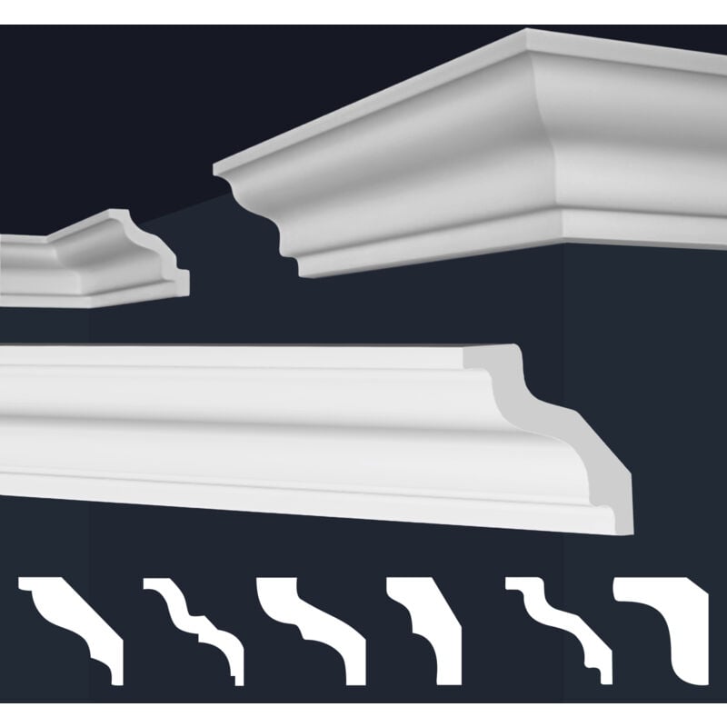 foto del prodotto marbet design cornici in xps polistirolo bianco per soffitto e pareti, modelli di cornici e cornici e 8 70x70mm, 2 metri 1 modanatura