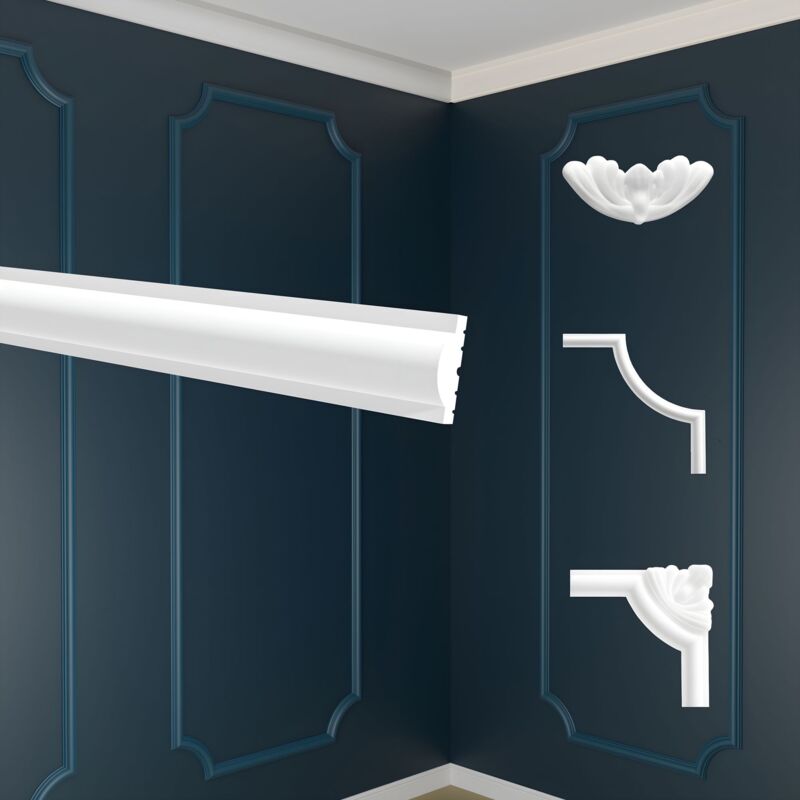 foto del prodotto marbet design decorazione da parete in polistirolo bianco cornici e segmenti per pareti 2 meter 1 leiste de , flachleiste e 27 de 
