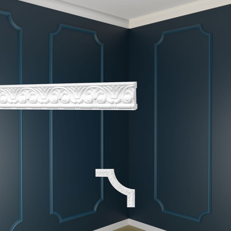 foto del prodotto marbet design decorazione da parete in polistirolo bianco cornici e segmenti per pareti 20 meter 10 leisten de , flachleiste b 10 de 