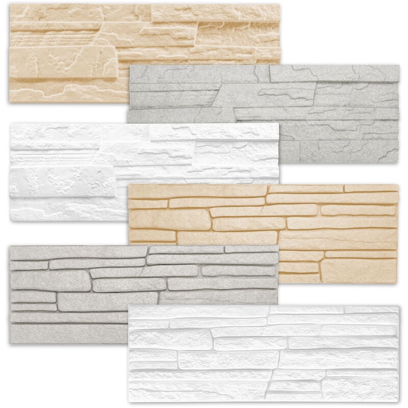foto del prodotto marbet design - mattoni di rivestimento in eps styrofoam, pannelli in look pietra, rivestimento interno delle pareti 0.52mq 6 pannelli, grigio
