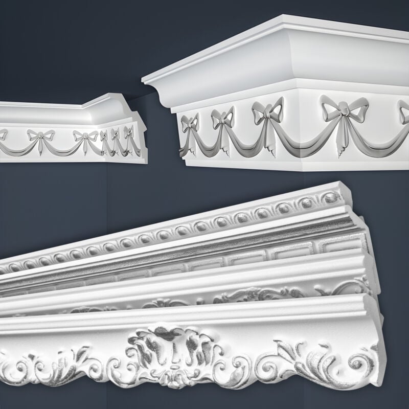 foto del prodotto marbet design modanature in stucco argento, eps styropor form fitting, pacchetti economici marbet series b b 29 argento 91x156mm, max. pacchetto
