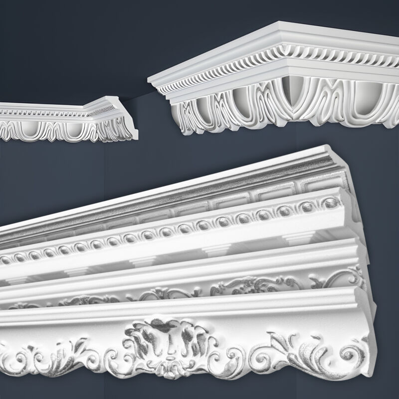 foto del prodotto marbet design modanature in stucco argento, eps styropor form fitting, pacchetti economici marbet series b b 34 argento 70x90mm, max. pacchetto