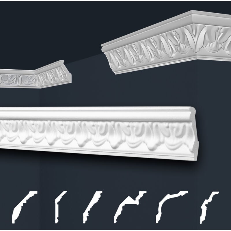 foto del prodotto marbet design modanature in stucco bianche, eps styropor form fitting, pacchetti economici marbet series b b 05 34x56mm, 2 metri 1 modanatura