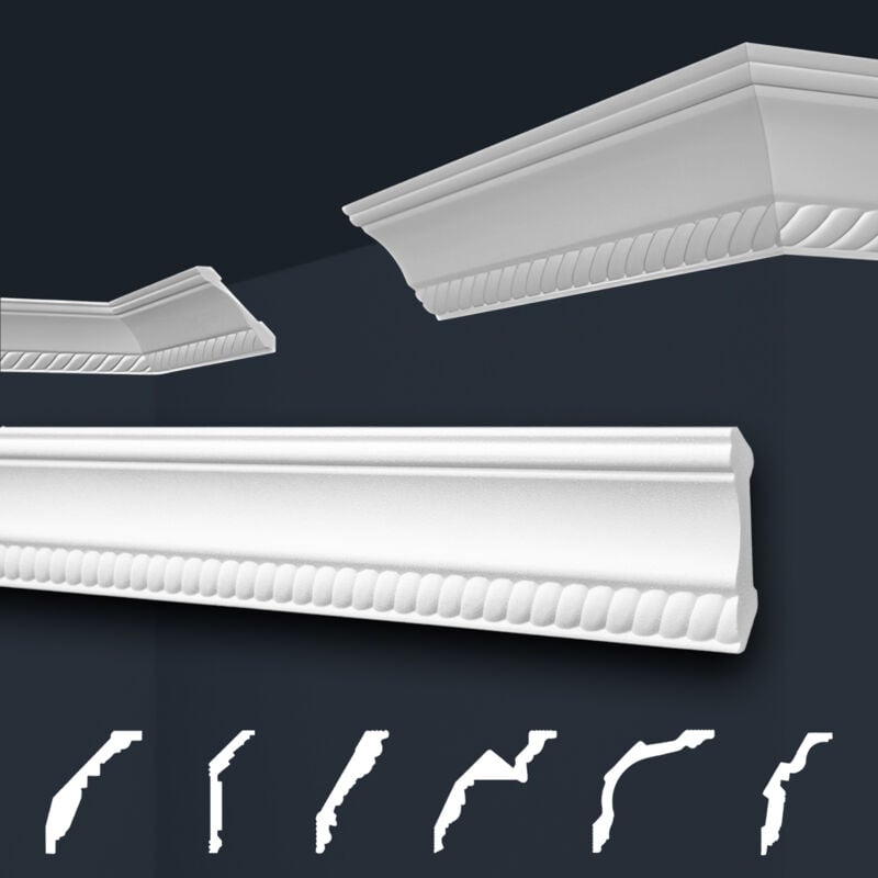 foto del prodotto marbet design modanature in stucco bianche, eps styropor form fitting, pacchetti economici marbet series b b 07 53x53mm, 2 metri 1 modanatura