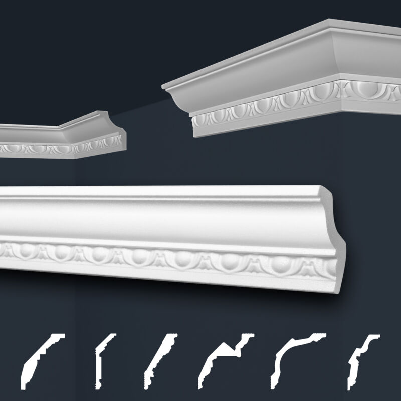 foto del prodotto marbet design modanature in stucco bianche, eps styropor form fitting, pacchetti economici marbet series b b 08 48x58 mm, 2 metri 1 modanatura