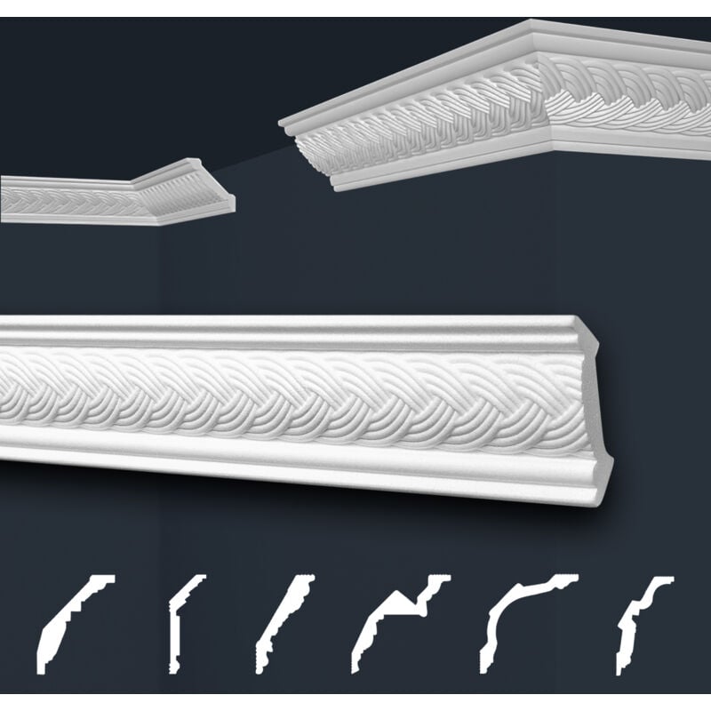 foto del prodotto marbet design modanature in stucco bianche, eps styropor form fitting, pacchetti economici marbet series b b 09 53x53mm, 2 metri 1 modanatura
